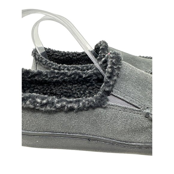 Minnetonka Frita Slip-on Black Moccasin Slippers With Faux Fur Lining Size 8 - Picture 2 of 12